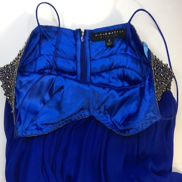 Aidan Mattox Niteline Silver Beaded Bodice Gown, Electric Blue - Picture 4 of 13